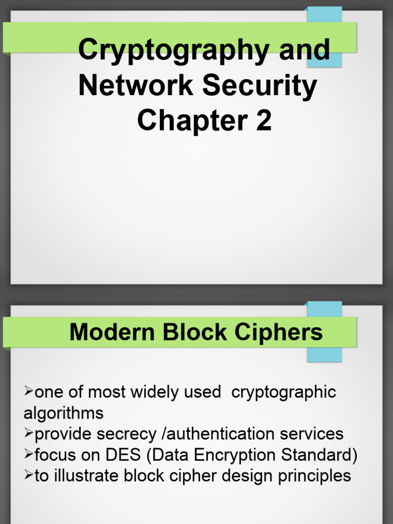 Modern Block Ciphers: DES Overview | PDF | Cipher | Encryption
