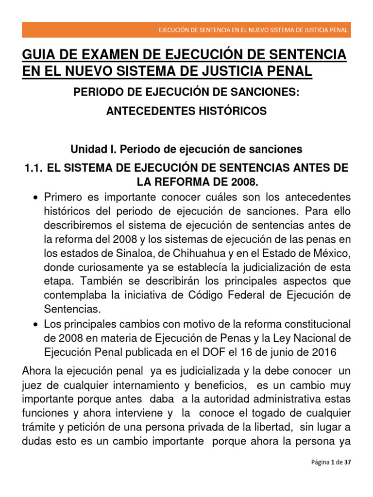 Ejecución de Sentencia en El Nuevo Sistema de Justicia Penal | PDF ...