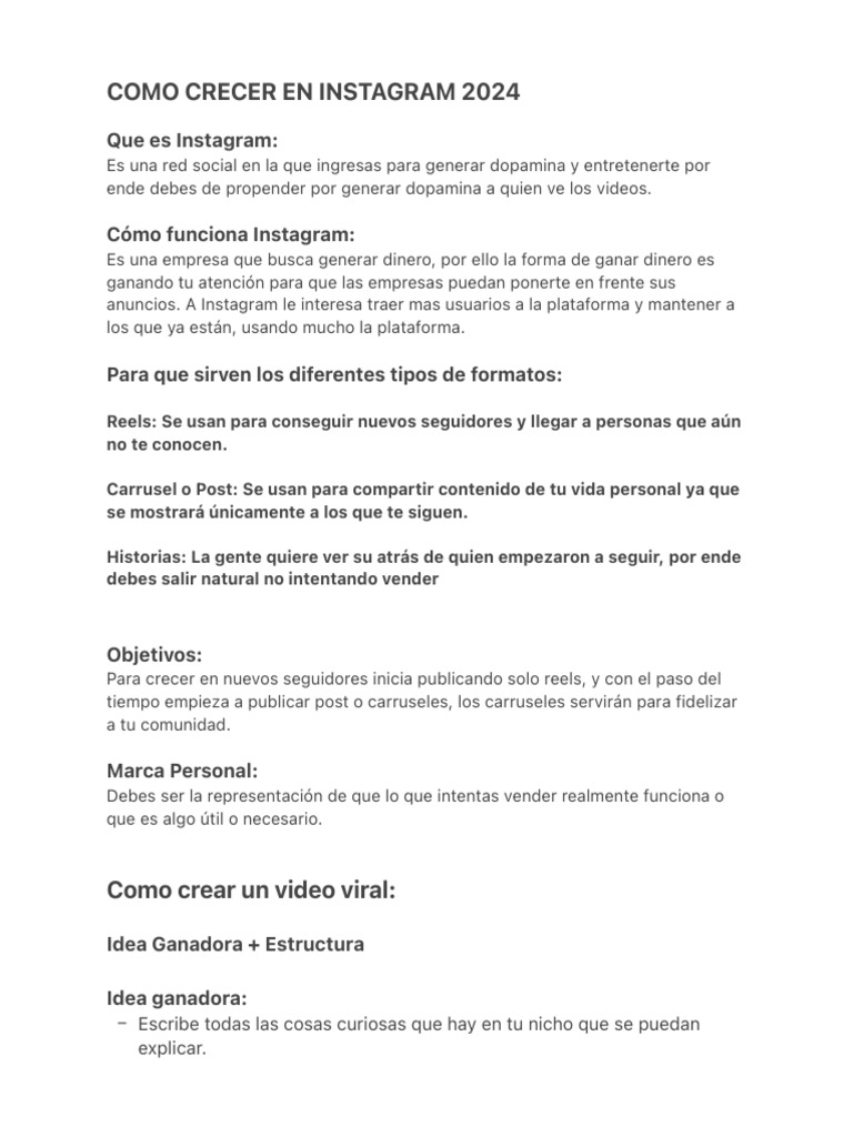 Como Crecer en Instagram 2024 | PDF | Crecimiento personal y ...