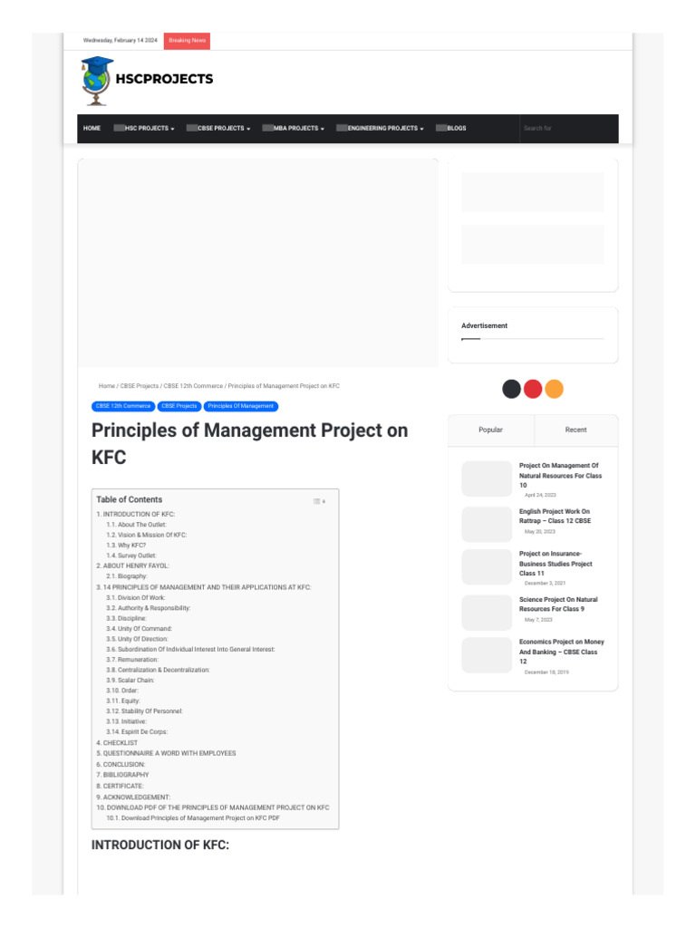 KFC's Application of Management Principles | PDF | Business