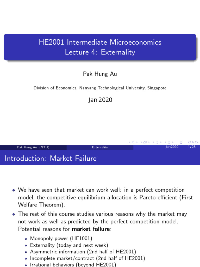 Lecture 4 Externality Pdf Externality Perfect Competition