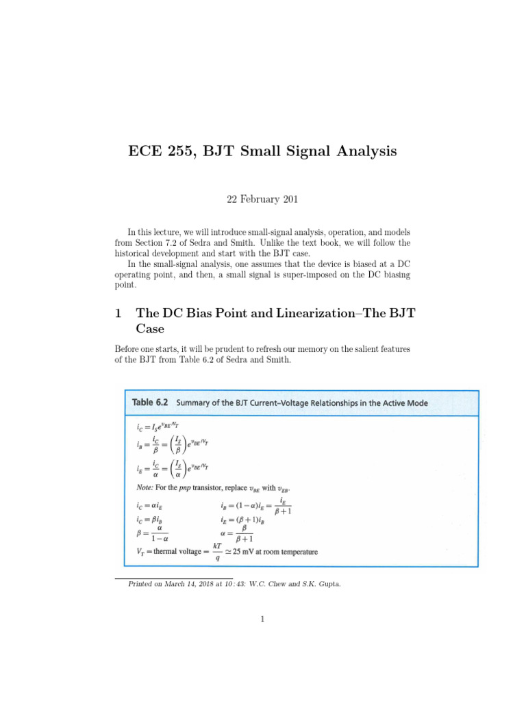 BJT Small Signal Analysis Overview | PDF | Bipolar Junction Transistor ...