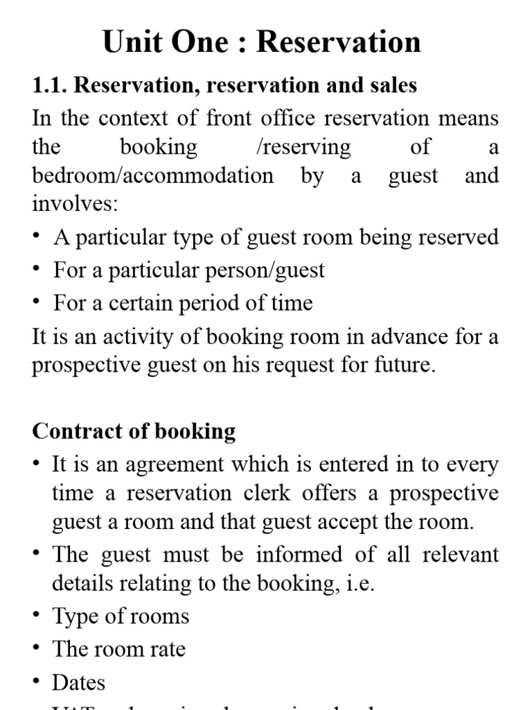 UNIT 1 - Reservation | PDF | Credit Card | Travel Agency