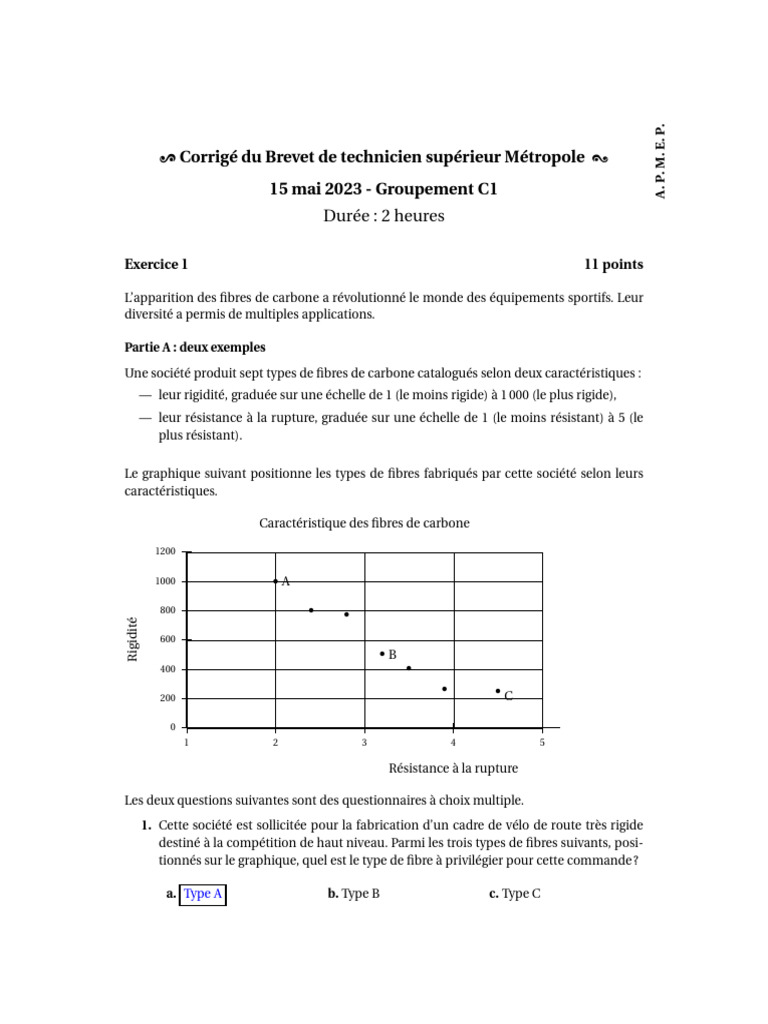 Corrigé BTS Maths - APMEP 2023 | PDF | Qualifications | Enseignement ...