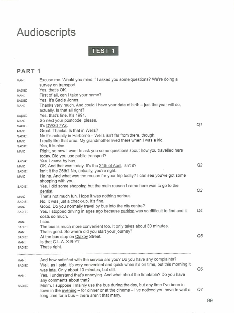Cam 18 - Listening Test 1 - SCRIPTS | PDF