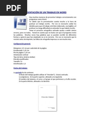Presentacion De Un Trabajo En Word