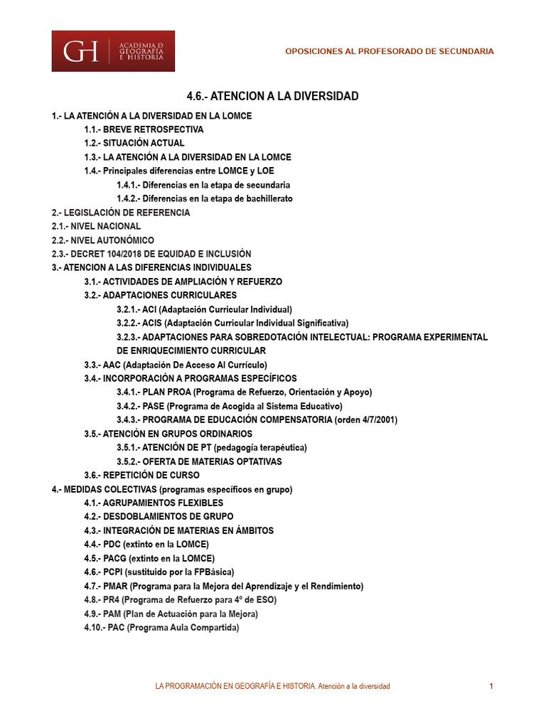 Atención a la Diversidad en Secundaria | PDF | Plan de estudios ...