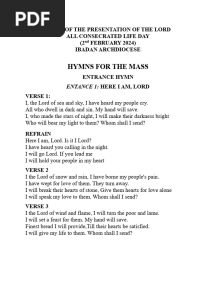 Hymns For The Mass of Presentation of The Lord, All Consecrated Life