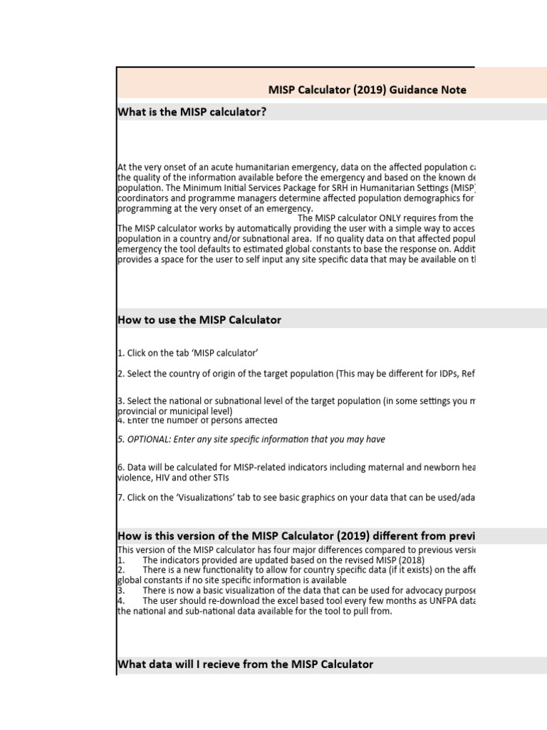 MISP Calculator User Guidance 2019 | PDF | Birth Control | Pregnancy
