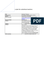 LESSON PLAN FOR SUBSTITUTE TEACHERS 5th February 2024