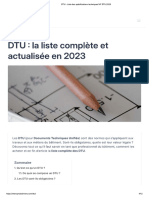 DTU - Liste Des Spécifications Techniques NF DTU 2023
