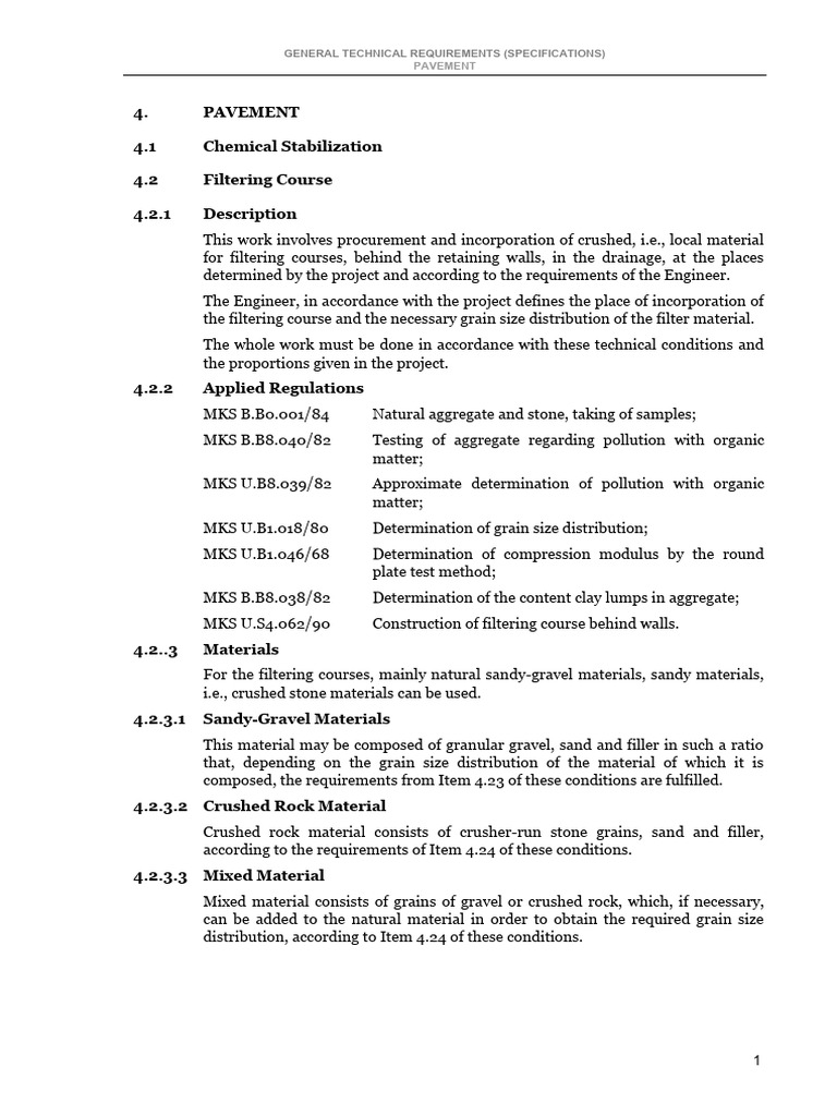 Flexible Pavement Filtering Course Specs | PDF | Sand | Road Surface