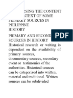 Discoursing The Content and Context of Some Primary Sources in Philippine