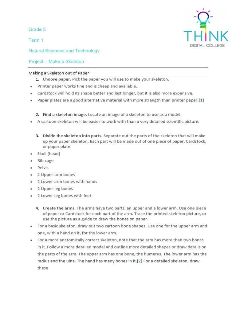 Skeleton Task Pdf Arm Pelvis