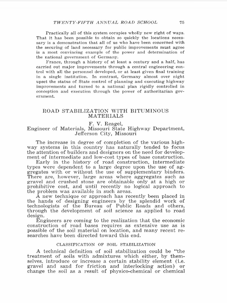 Road Stabilization With Bituminous Materials | PDF | Soil | Road