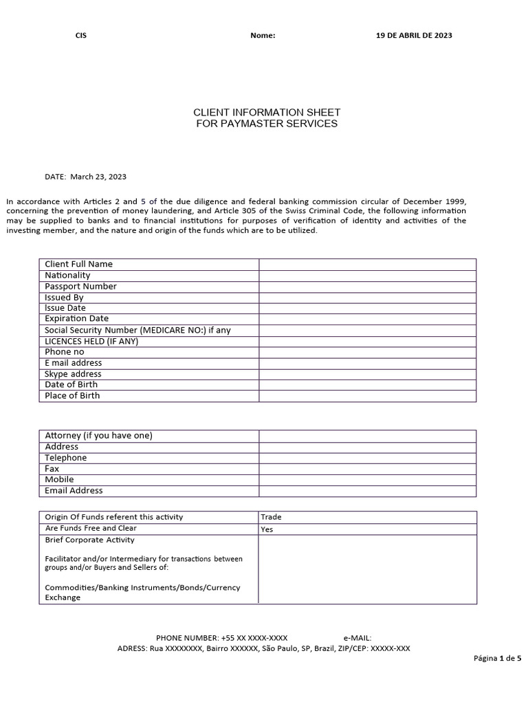 Cis Modelo Inserir Nome Pdf Banks Service Industries