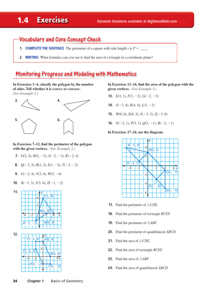 1 4 Textbook Practice Pdf Area Polygon