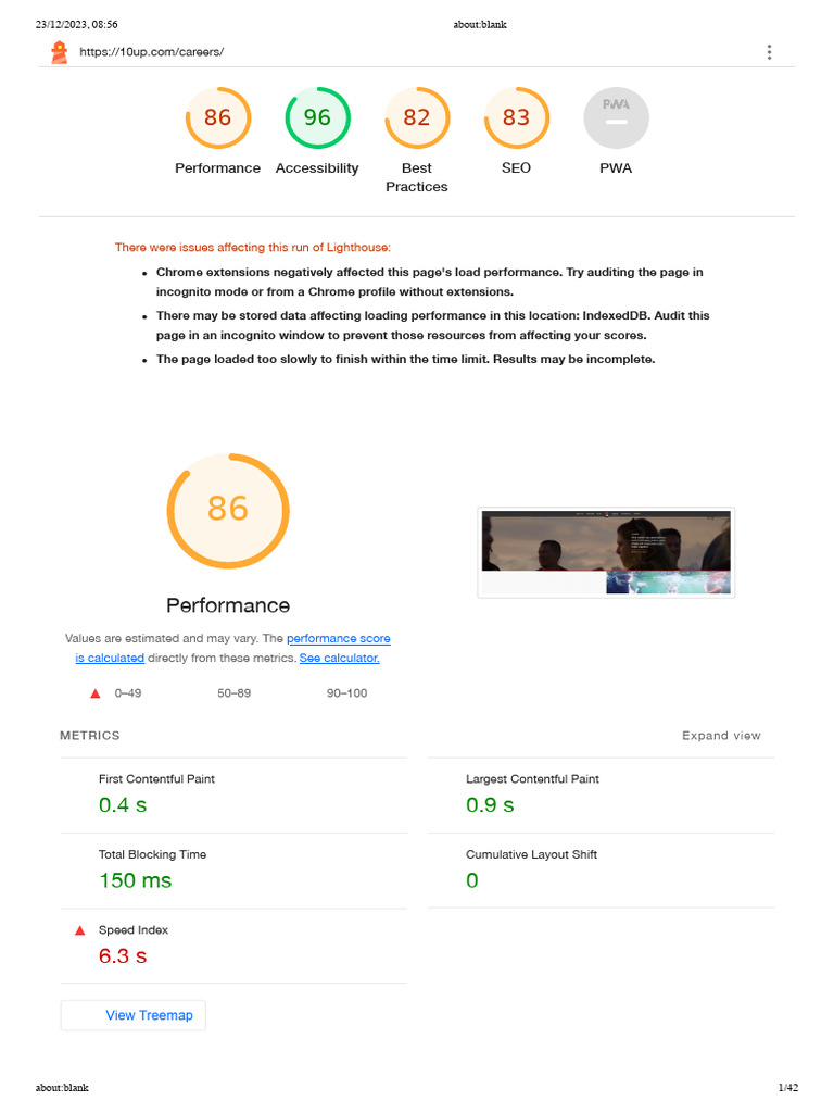 Lighthouse Performance Audit Insights | PDF | Information Technology ...