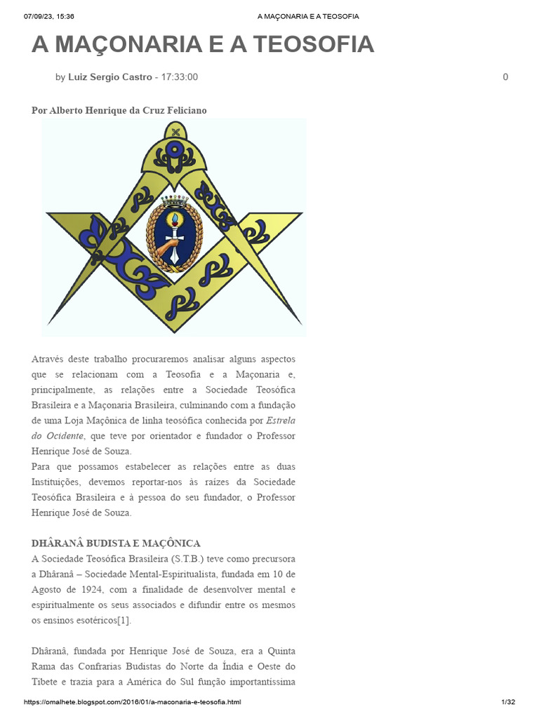 Maçonaria e Teosofia: Conexões Históricas | PDF | Teosofia | Maçonaria