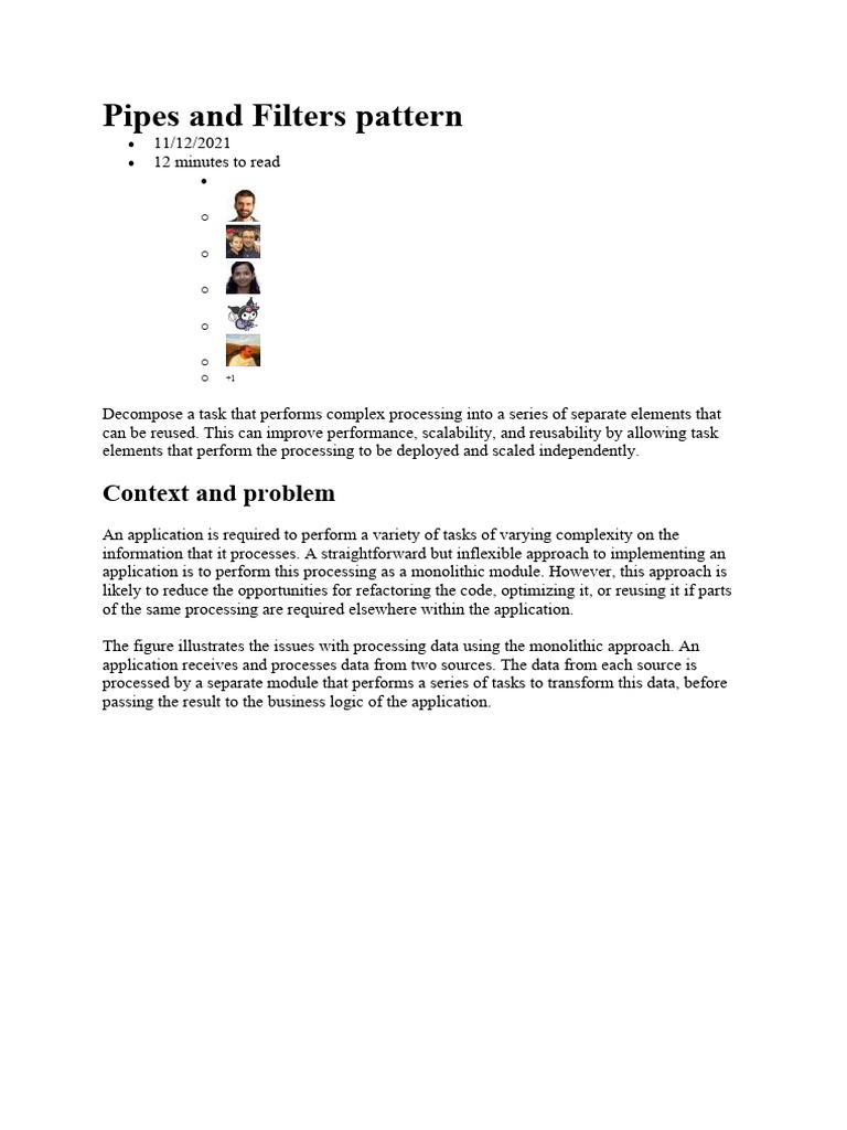 Pipes and Filters Pattern PDF Database Transaction Modular
