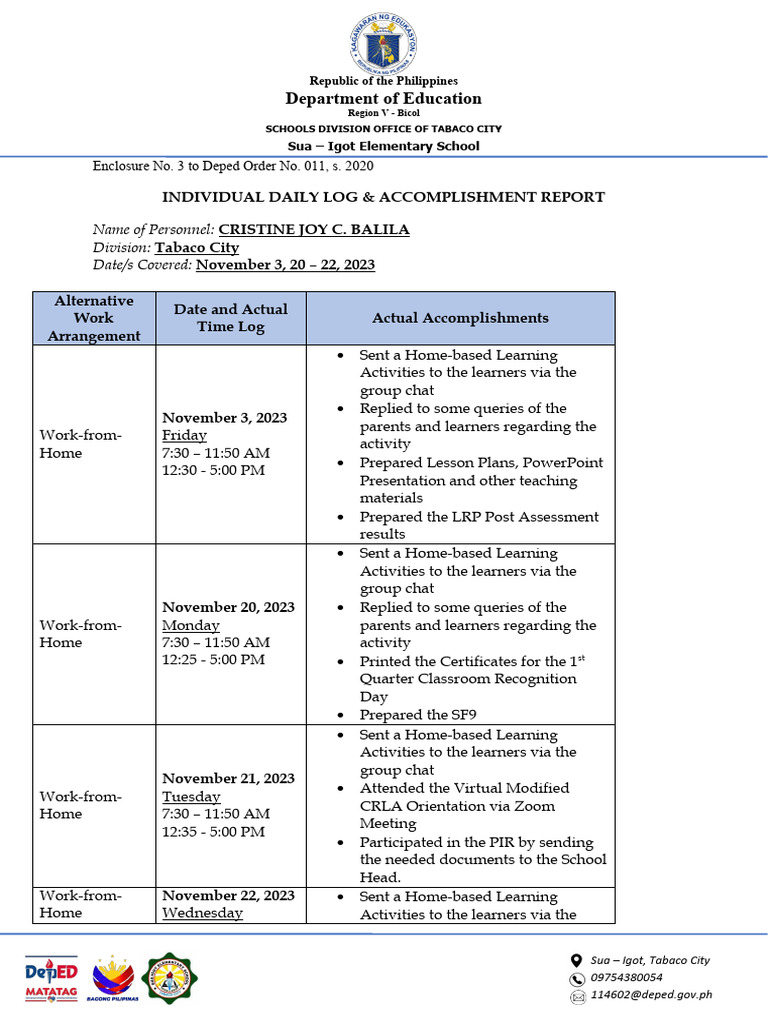 IDLAR Sample for Teachers 2023 | PDF | Cognitive Science | Human ...