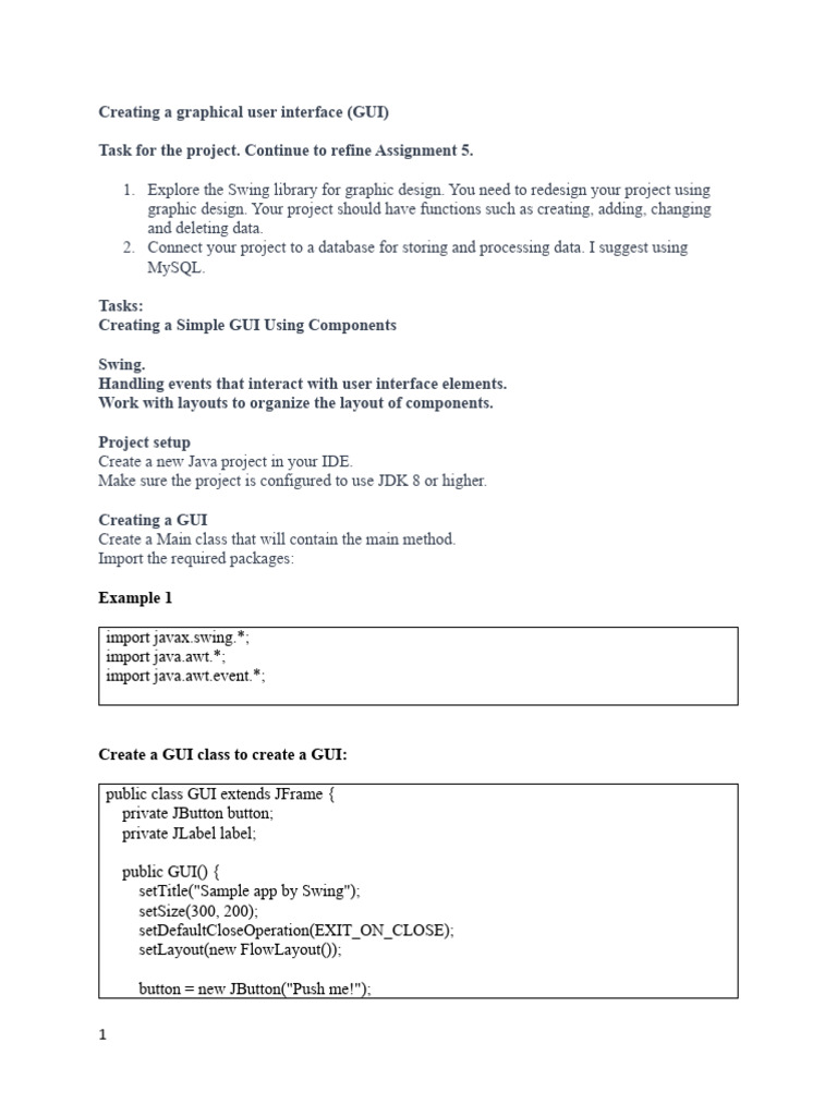 Tasks For Final Project | PDF | Databases | Software Development