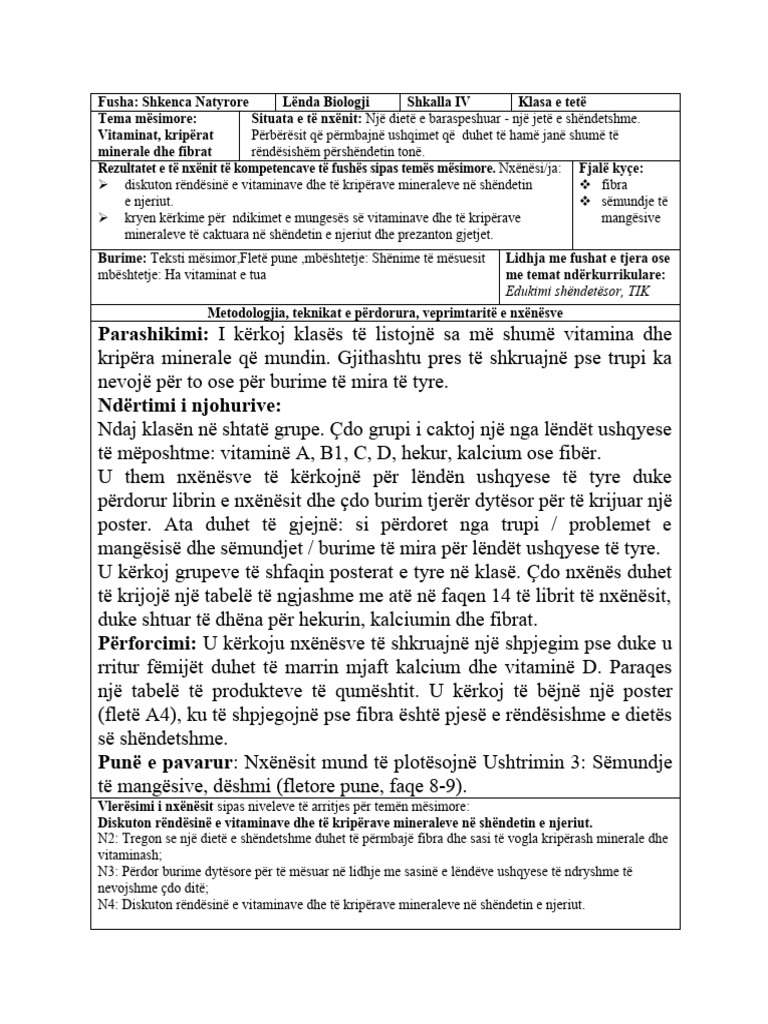 1.6 Vitaminat, Kripërat Minerale Dhe Fibrat | PDF