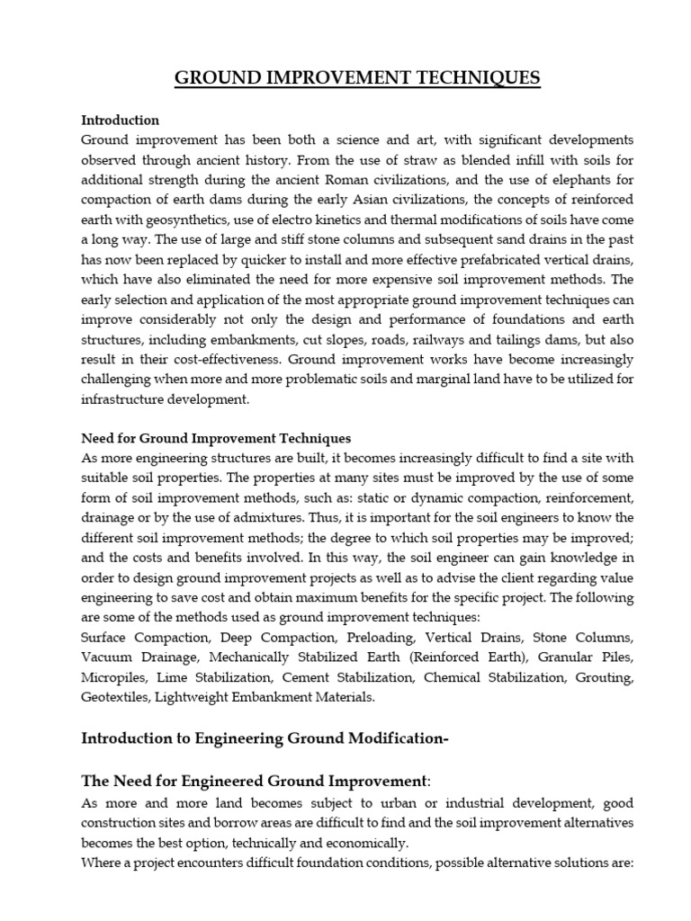 Ground Improvement Notes For Students | PDF | Horticulture | Earth Sciences