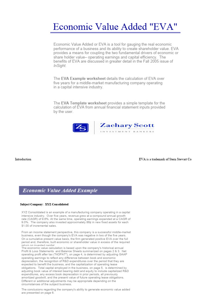 EVA Example | Download Free PDF | Expense | Book Value