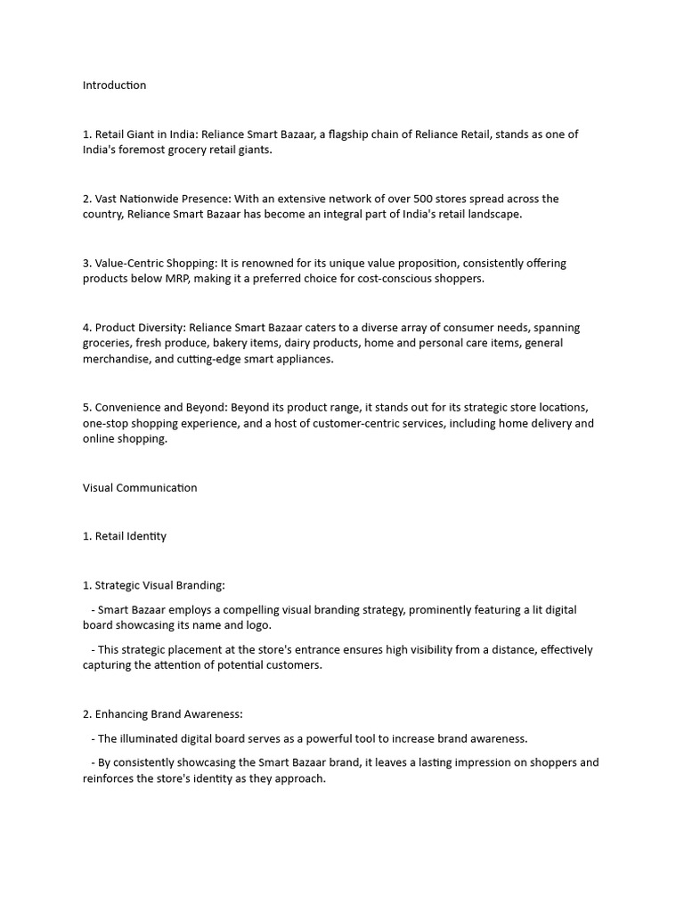 Smart Bazaar PPT Explanations | PDF | Retail | Brand