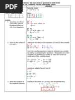 Notes On Finding The Equation of Quadratic Equations