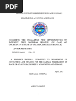 Assessing The Challengs and Opportunities of Interest Free Banking Service. (In Case of Cooperative Bank of Oromia, Yirgalem Branch)