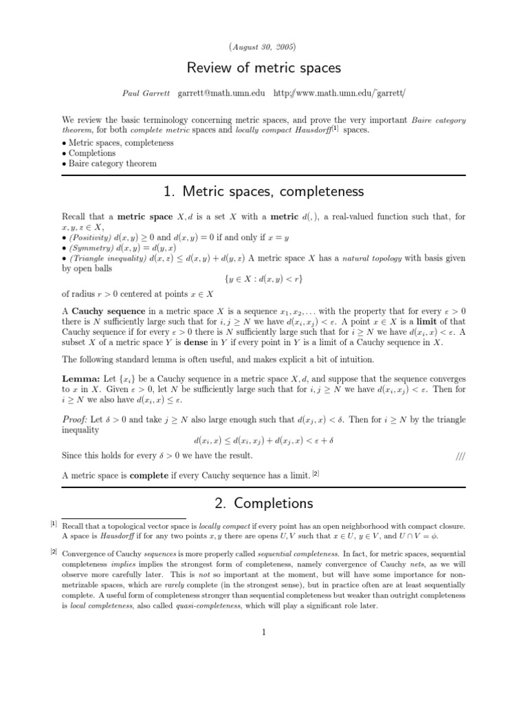 00 Metric Spaces | PDF