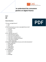 Questionnaire For Digital Finance Survey