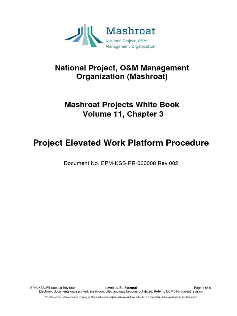 EPM-KSS-PR-000008 - 02 Project Elevated Work Platform Procedure | PDF