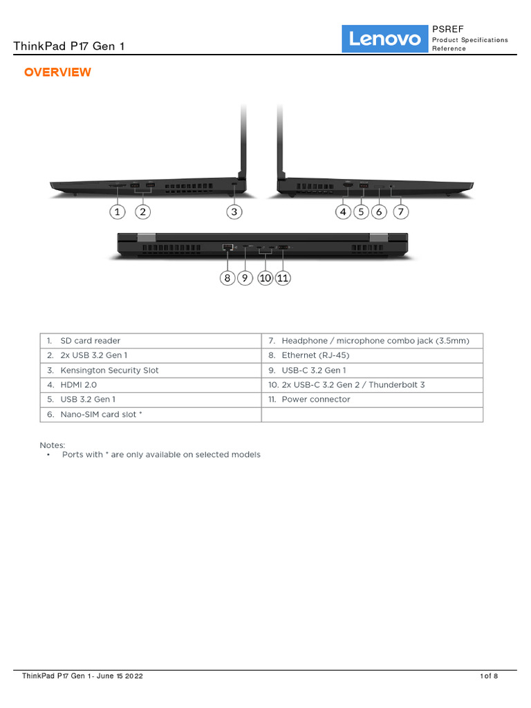 Thinkpad p17 gen 1 spec pdf