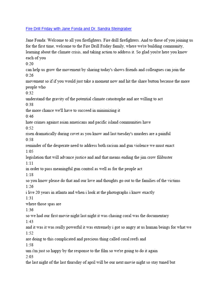 Sandra Steingraber Transcript | PDF | Science & Mathematics