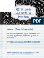 WEEK 13 Achieving Goals - How To Take Down Notes 2