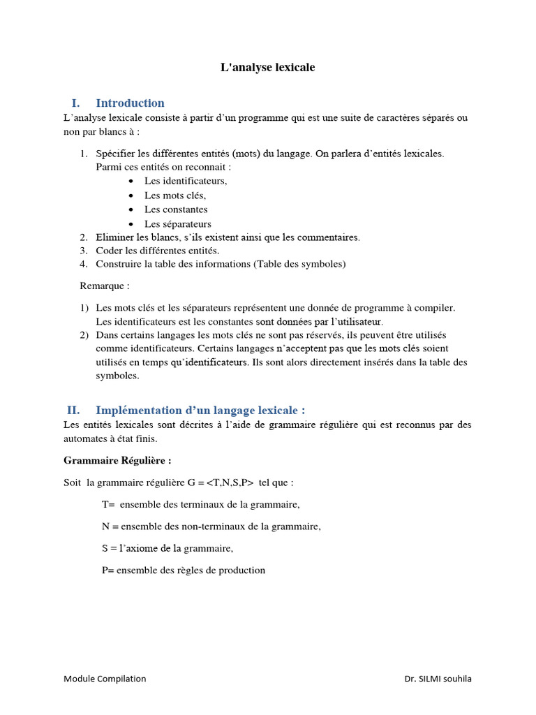 Analyse Lexicale et Automates Finis | PDF | Informatique théorique ...