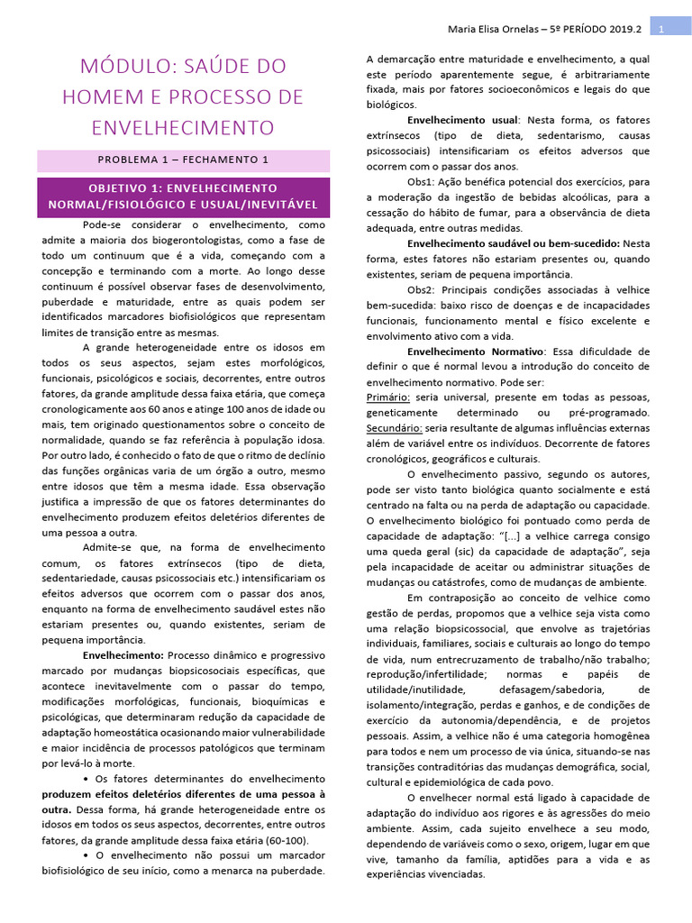 Saúde Do Homem E Processo De Envelhecimento Pdf Envelhecimento Pele