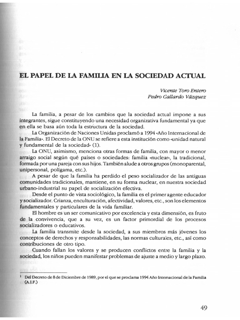 El Papel de La Familia en La Sociedad Actual | PDF