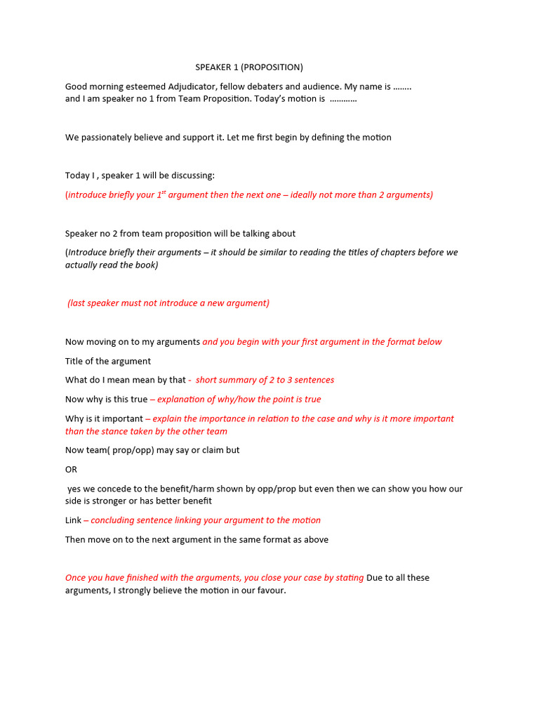 Debate Speaker Role Format 2022 | PDF | Argument | Logic