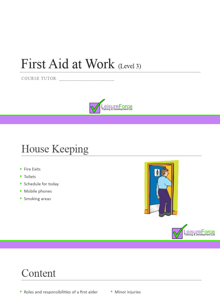 First Aid at Work Level 3 Training Guide | PDF | Cardiopulmonary ...