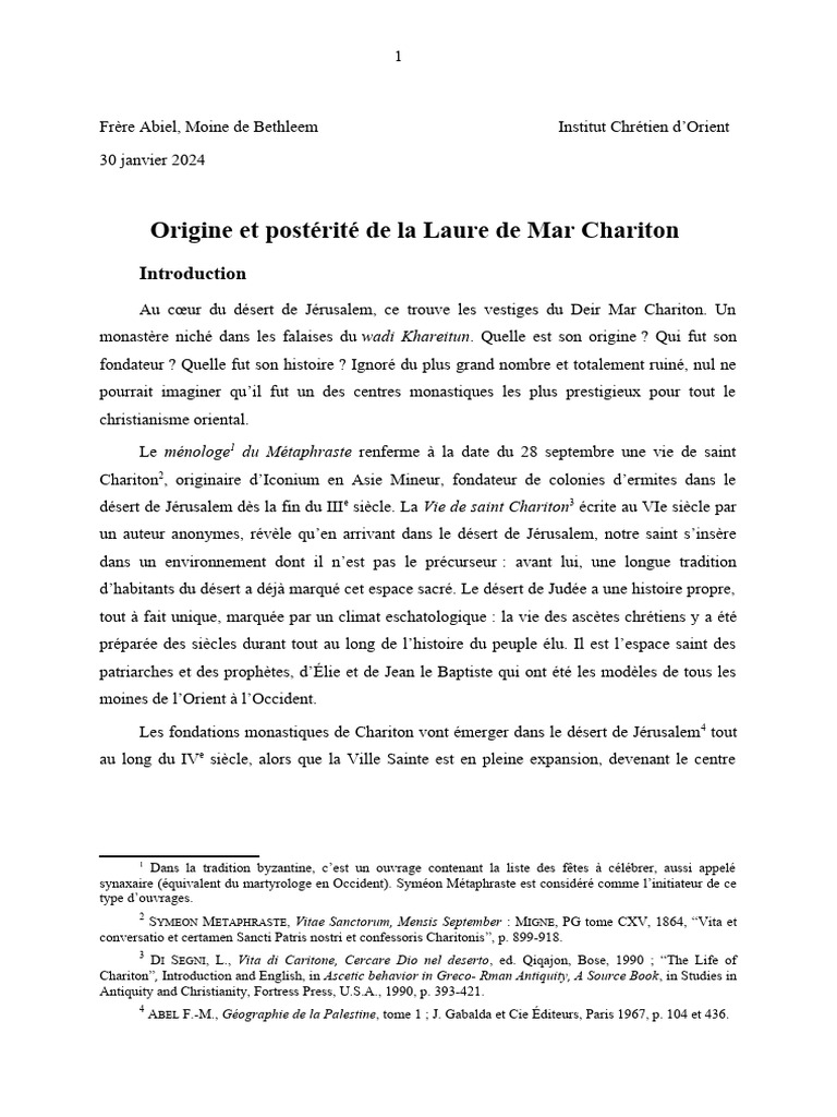 Histoire de la Laure de Mar Chariton | PDF | Monastère | Prophète