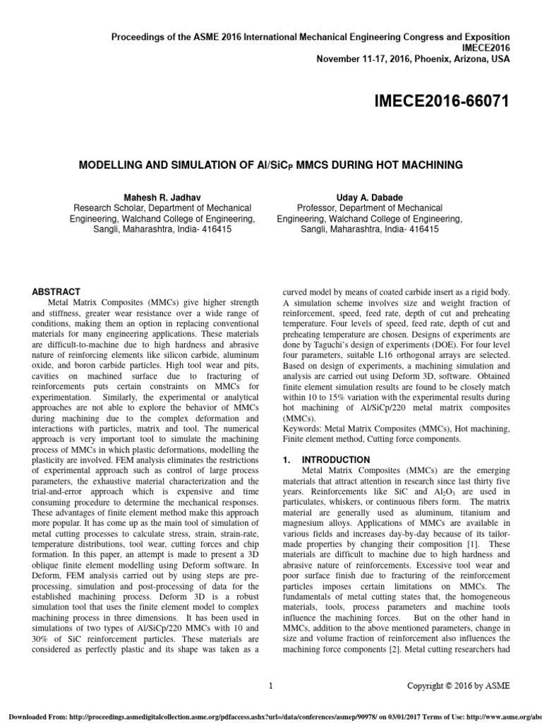 ASME Research Paper 1 PDF Composite Material Finite Element Method