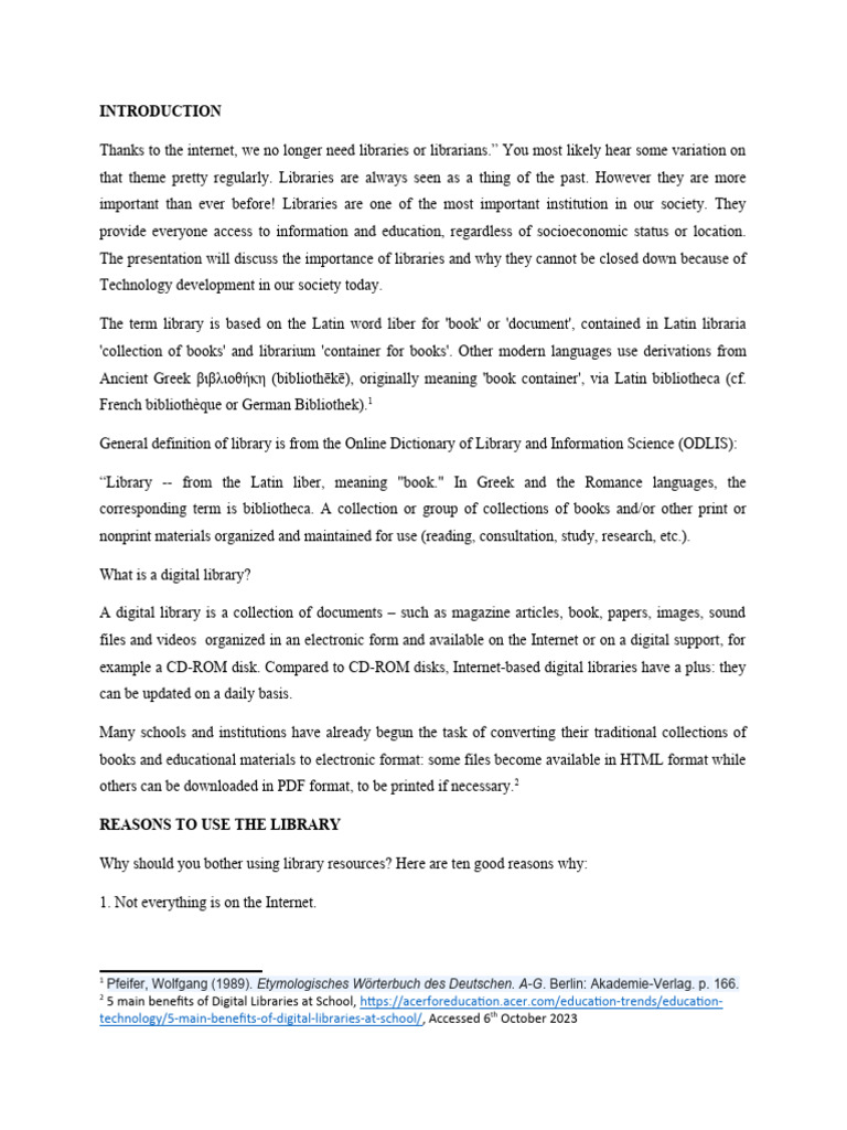 Use of Library PDF Libraries Digital Library