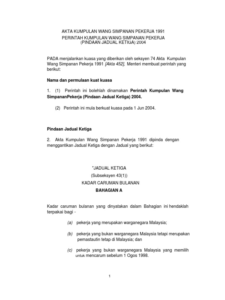 Kwsp Jadual Ketiga