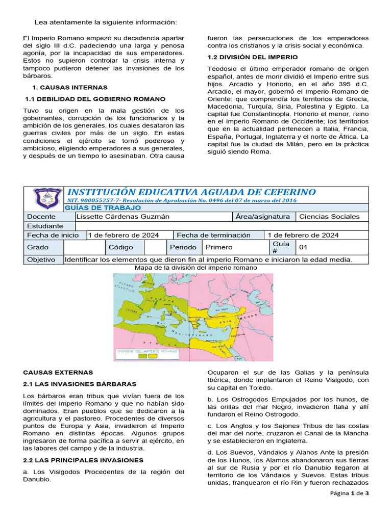 Causas de la Caída del Imperio Romano | PDF | imperio Bizantino ...