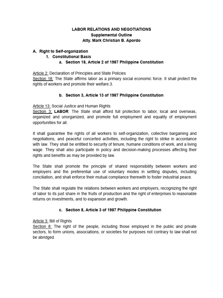 LABOR RELATIONS AND NEGOTIATIONS - Fundamental Principles and Policies ...