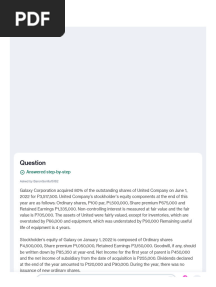 (Solved) Galaxy Corporation Acquired 80% of The Outstanding Shares of United... - Course Hero